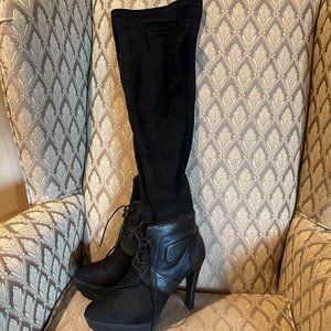 Jennifer Lopez Black Over The Knee Boots - Size 8 NEW
